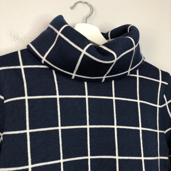J Crew Funnel Neck Plaid Sweater Navy Windowpane XXS - Picture 5 of 13
